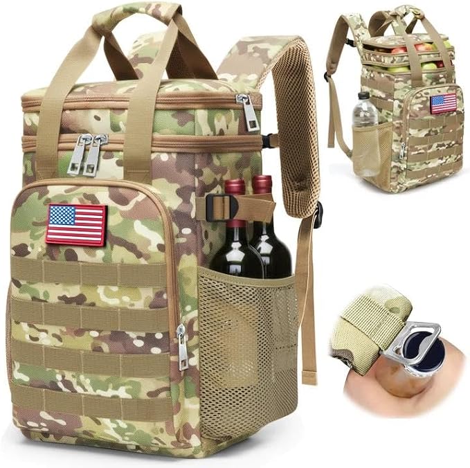 Fathers Day Gift-Tactical Backpack Cooler,Large Cooler Backpack Lunch Box for Men Adults Work with Handle,Insulated Soft Thermal Bag
