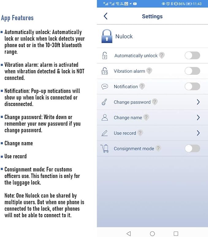 Smart Bike Cable Locks Bicycle Lock Bluetooth APP Controlled Nulock 110db,47 inch Long Braided Steel Motorcycle Lock Anti Theft, IP44 Splash-Proof Bike Alarm Lock for Scooter/Stroller/Gate