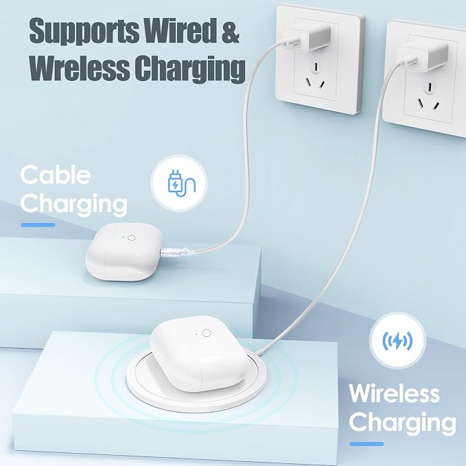 Wireless Charging Case for AirPod Pro 1 /2nd Gen Only with Bluetooth Button, Wireless Charger CaseCompatible with AirPods Pro 1st and Pro 2nd Case Replacement Charger Cases (No Earbuds)
