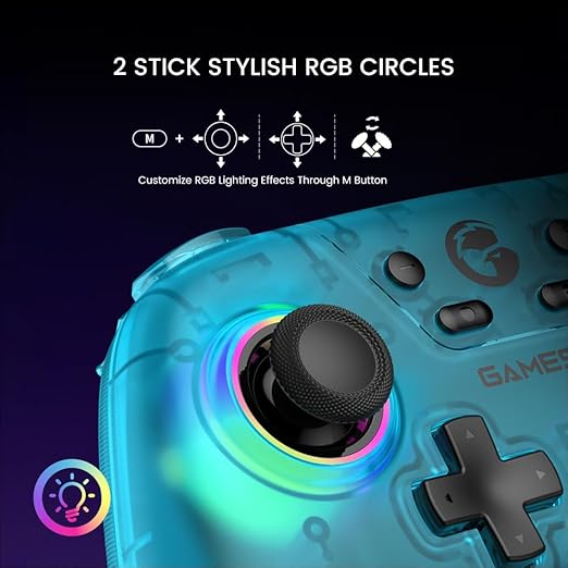 GameSir Nova Wireless Controller, Hall Effect Sticks, Dual RGB Circles, 1200mAh Battery, for Switch, PC, iOS, Android (Retro White)