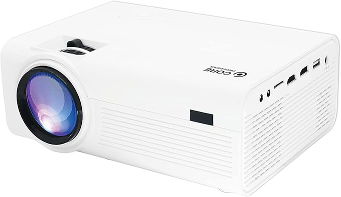Core Innovations Mini Projector Portable Home Theater Projector, 150"" Display, HDMI USB VGA Compatible Movie Projector for Bedroom, Indoor & Outdoor Use, Built-in Speaker, Remote Control (White)