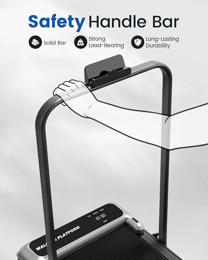Walking Pad Treadmill with Handle Bar and Adjustable Incline, Compact Portable Treadmills for Home Office, 2.5HP Quiet Anti-Slip Under Desk Treadmills, 0.6-3.8 MPH Remote Speed Control