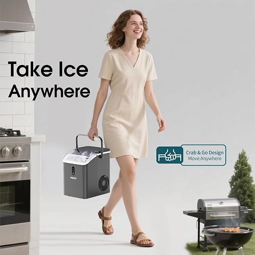 VECYS Nugget Ice Maker, 34LBS/Day Countertop Ice Machine, Self-Cleaning Portable Pellet Ice Maker, Chewable Sonic Ice for Home, Office, Bar