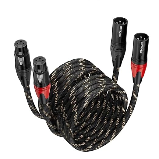 XLR Cables, Microphone Cables Male to Female 100ft 2Packs, XLR Speaker Cable Nylon Braided 3 Pins Mic Cable