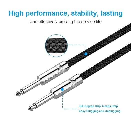 New Bee Guitar Cable 20 ft Electric Instrument Cable Bass AMP Cord 1/4 Straight to Straight for Electric Guitar, Bass Guitar, Electric Mandolin, Pro Audio (Straight Angle)