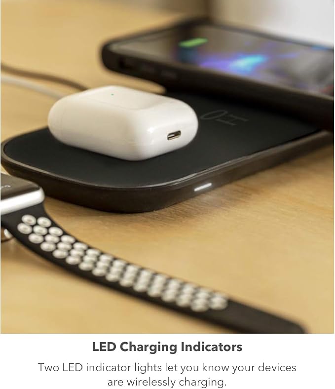 Halo Dual Wireless Charging Pad - Made for Apple Airpods, iPhone 12 Pro, 12 Pro Max, 12 Mini, iPhone 11, 11 Pro, 11 Pro Max and Samsung Other Qi-Enabled Devices - Moody Blue