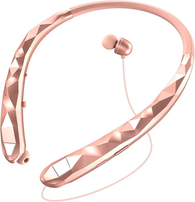 Neckband Bluetooth Headphones, Retractable Headphone Design with IPX5 Waterproof & Vibration Alerts, Neckband Headphones Stereo Noise Cancelling for Gym/Office