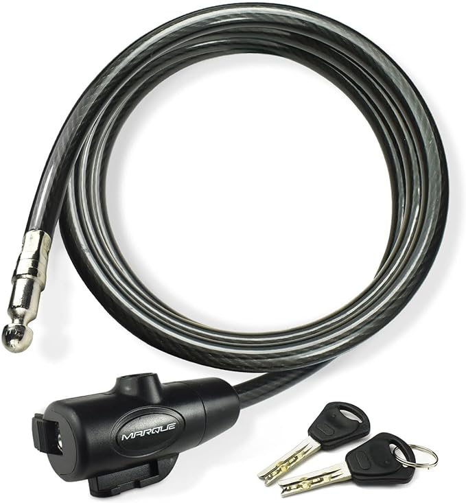 MARQUE Bike Lock with Key – 3/8” (4Ft, 7Ft, 15Ft, 25Ft) Straight Cable Locks with Keys, Anti-Theft Security Cable for Bicycles, Scooters, Kayaks, Paddle Boards, Gates