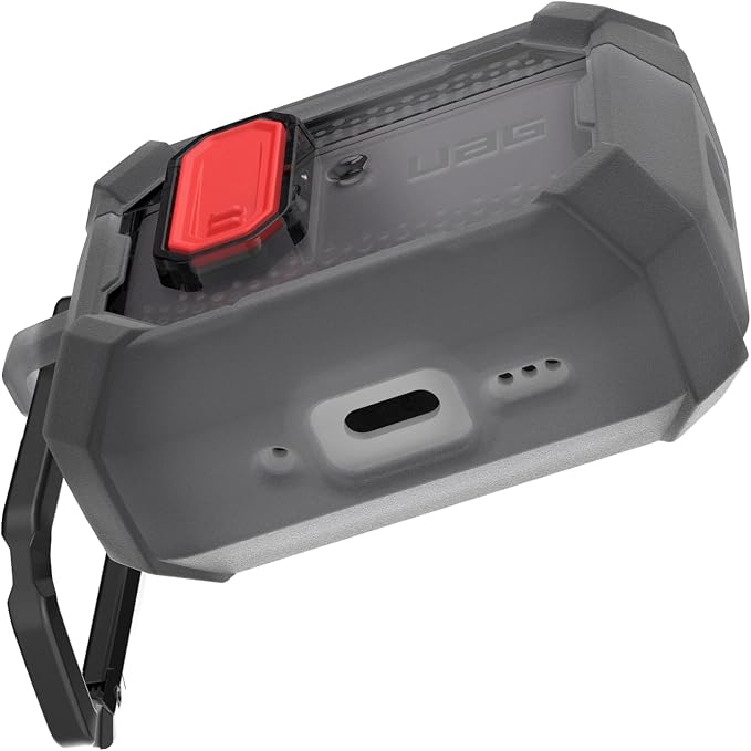 URBAN ARMOR GEAR UAG Designed for AirPods Pro 3rd Gen Case, Rugged Military Grade Drop Proof Protective Cover with Detachable Carabiner Clip & Secure Lip Closure, Plasma Smoke/Lava