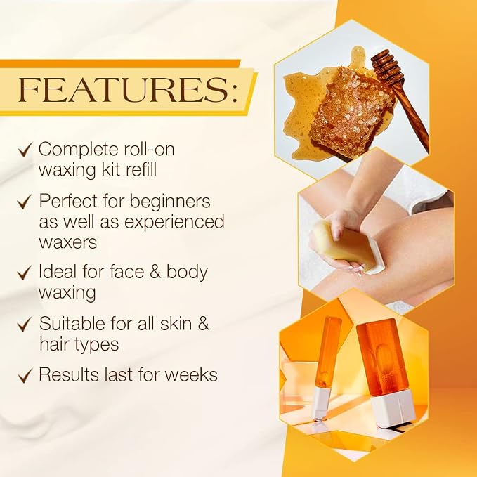 GiGi Roll On Wax Kit Refills – All-Purpose Soft Wax Roller Kit for Face & Body Hair Removal, 0.8 oz, 3 Pack