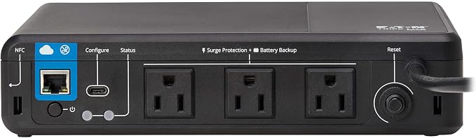 Tripp Lite Cloud-Connected 350VA UPS Battery Backup and Surge Protector, Remote Management & Monitoring, 210W, 3 Outlets, Computer UPS, Wall Mount Option, 5ft Cord, 3-Year Warranty (BC350RNC)