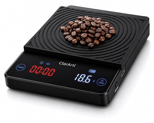 Coffee Scale with Timer – 0.1g Precision Espresso Scale for Pour Over & Espresso, Auto & Manual Timer, USB-C Rechargeable, Water-Resistant