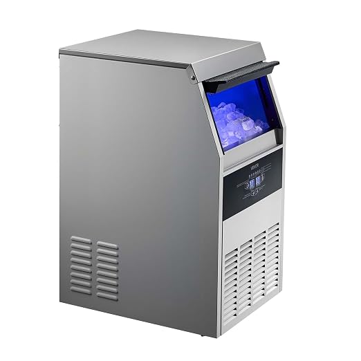 VEVOR Commercial Ice Maker Machine, 150 lbs/24h with 30 lbs Storage Capacity, Dual Water Inlet,Built-in/Freestanding/Under Counter, Stainless Steel Ice Maker with LED Display, for Home Bar Restaurant