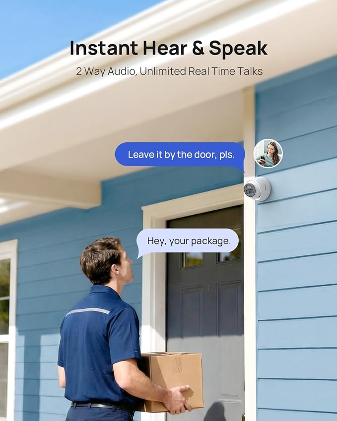 ANNKE 3K PoE Camera with Red & Blue Strobe Flash Light Alarm, IP Turret Security Camera Outdoor Indoor, Two-Way Audio, Color Night Vision, AI Human Detection, 123° Wide Angle, 24/7 Recording, IP67