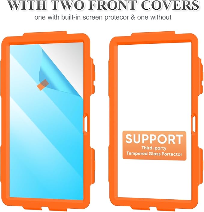 SEYMAC stock Tablet Case for Lenovo Idea Tab 11'' / M11 (TB336FU/TB330FU) 11 inch Drop-Proof Protection Cover with 360° Rotate Stand & Strap [Pen Holder] & Screen Protector 2025/2024, Orange+Black