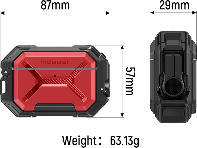 MOBOSI for AirPods Pro 3 Case [IP68 Waterproof Case for iPods Pro 3&Compatible with MagSafe] Military Grade Protective Earpods Pro3 Cover with Secure Lock, Keychain & Phone Stand (2025),Red
