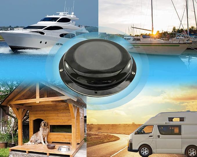 Solar Ventilation Fan without Battery for Boat, Yacht, Camper, Home, Black