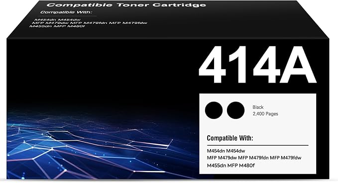414A Toner cartridges 2 Pack Compatible Replacement for 414A 414X Works with Color LaserJet Pro MFP M479fdw M479fdn M479dw M454dw M454dn M455dn MFP M480f M479 M454 Series Printer Ink W2020A