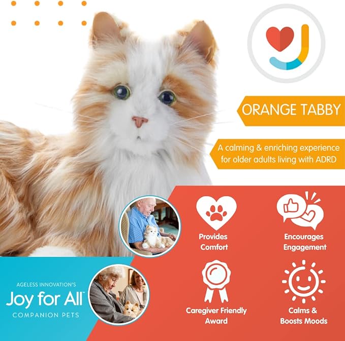 JOY FOR ALL - Orange Tabby Cat - Interactive Companion Pets - Realistic & Lifelike, 10.5 Inch
