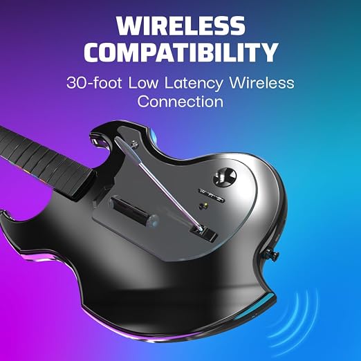 PDP RIFFMASTER Wireless Guitar Controller for PlayStation 5 and PlayStation 4, PS5/PS4, Rock Band 4, Fortnite Festival, Audio Jack, Rechargeable Battery, Officially Licensed by Sony - Black