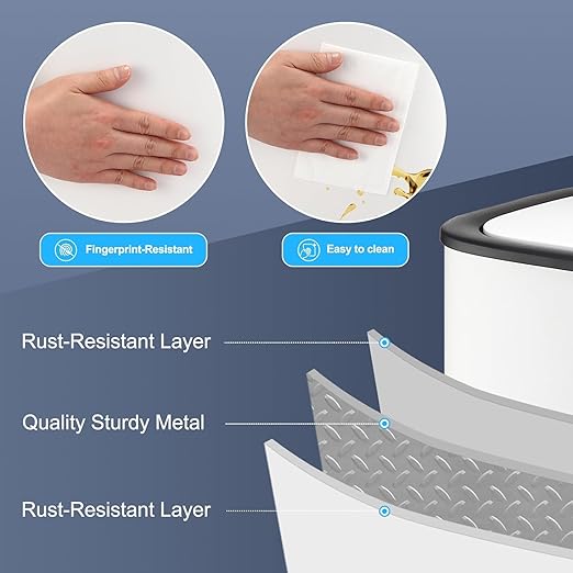 Kitchen Trash Can with Lid, Automatic Motion Sensor Trash Can for Kitchen Home Office, Bedroom, Living Room, Smart Garbage Can Touchless High-Capacity Waste Bin, 55L/14.5 Gallon, White