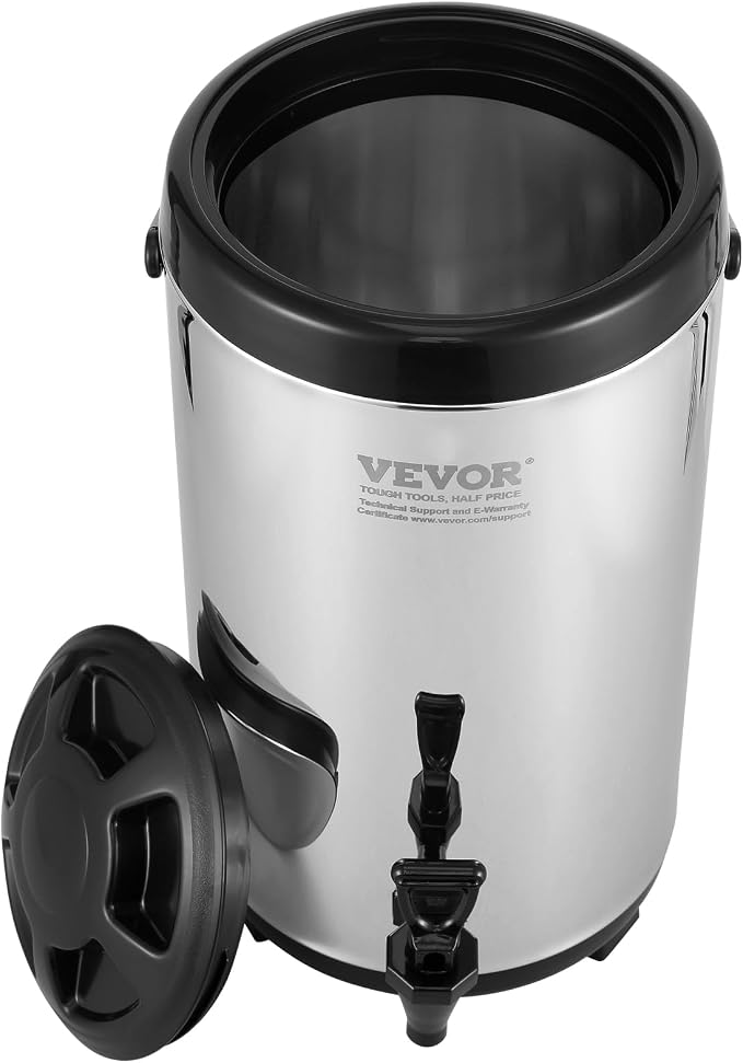 VEVOR Stainless Steel Insulated Beverage Dispenser, 2.4 Gallon 9.2 Liter, Thermal Hot and Cold Drink Server Dispenser with Spigot Handle, Food-grade for Hot Tea Coffee Water Restaurant Drink Shop