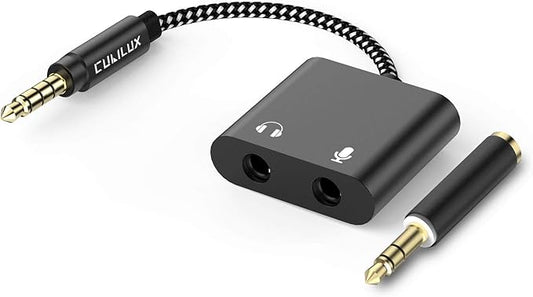 Cubilux 3.5mm Headphone Microphone Combiner, 3.5mm TRRS Male to TRS Female AUX MIC Splitter Compatible with Xbox One/360 PS4 PS5 MacBook Laptop PC Phone Computer Rode VideoMicro