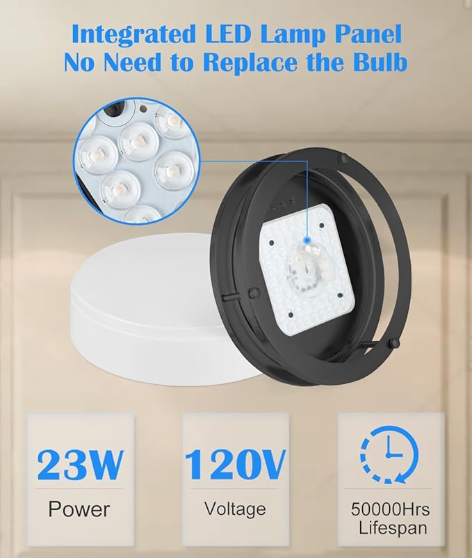 10” Matt Black Ceiling Light Fixture -10 Inch Flush Mount LED Ceiling Light for Bedroom Bathroom Closet Kitchen LED Fixture 2700K/3000K/3500K/4000K/5000K Adjustable,17W, ETL Listed