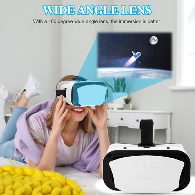 Virtual Reality Goggles, 3D VR Glasses Adjustable VR Headset with Wide Angle Lens for Movies Games, Anti-Blue Eyes Protected- Universal Virtual Reality Goggles Set for Beginners