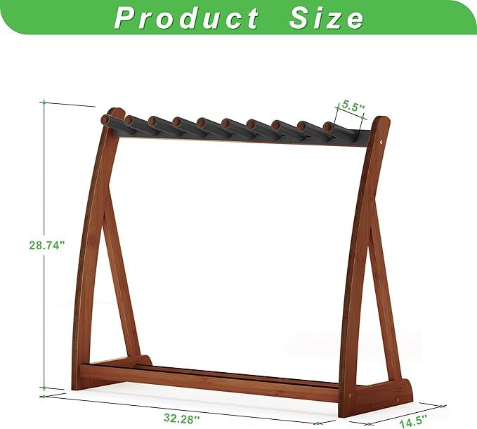 Guitar Stand Rack, Multi-Guitar Display Rack Adjustable Bamboo Guitars Holder Electric Guitar Stands Floor Storage for Bass Acoustic, Home Studio, Band Stage