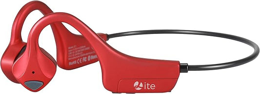 Bone Conduction Headphones Bluetooth Waterproof Open Ear Headphones - Wireless Sports Headset Sweatproof Earphones with Mic Induction Conducting Headphones for Running Workout Gym-Red