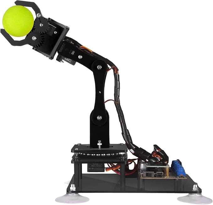 Adeept 5DOF Robotic Arm Kit Compatible with Arduino IDE, Programmable DIY Coding STEM Educational 5 Axis Build Robot Arm, Robot Starter Kit with OLED Display Processing Code and Tutorials - Black