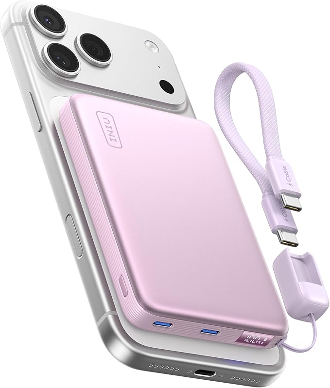 INIU for MagSafe Power Bank, Slimmest 25W Qi2.2 10000mAh Magnetic Portable Charger, 45W PD Fast Charging with USB C Cable, Battery Pack for iPhone Air 17 16 15 14 13 12 Only, Purple