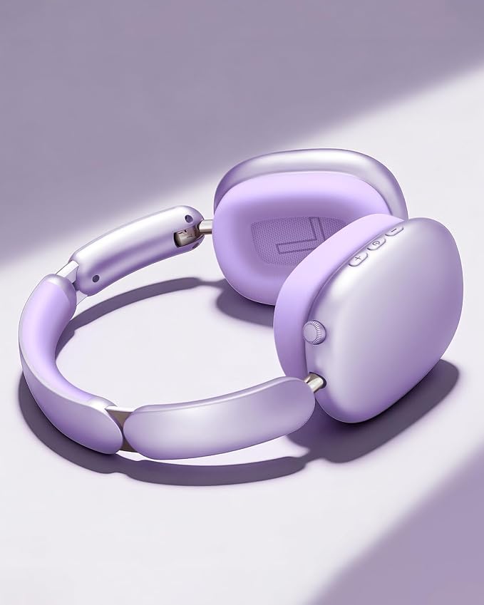 Wentronic Y02 Active Noise Cancelling Headphones, Wireless Over-Ear Bluetooth 5.4 Headphones with Microphone, 60H Playtime, Hi-Res Audio, Big Bass, Foldable Lightweight for Travel Home Office, Purple