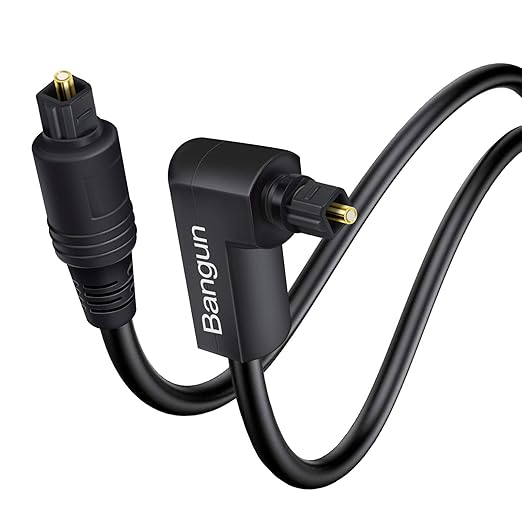 90 Degree Optical Audio Cable, Slim Digital SPDIF Audio Optical Cable, 360 Degree Right Angle Fiber Optic Toslink Cable for Sound Bar, TV, PS4, Xbox, Home Theater, 10ft