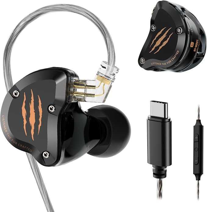 in Ear Monitors Headphones, USB-C HiFi Wired Earbuds with Noise Isolating,Type-C w/Mic Earphone for iPhone 17 16 15 Android/Samsung Phone, Laptop, IEM Headset for Gaming, Singer