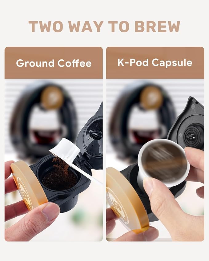 i Cafilas 2-in-1 Coffee Maker, Fast Brew in 1.5mins, Single Serve Coffee Machine Compatible with K-Cup Pods & Ground Coffee, 1400W with 20s Preheat, Compact for Home,Small Place,Office & RV, 8oz,Black
