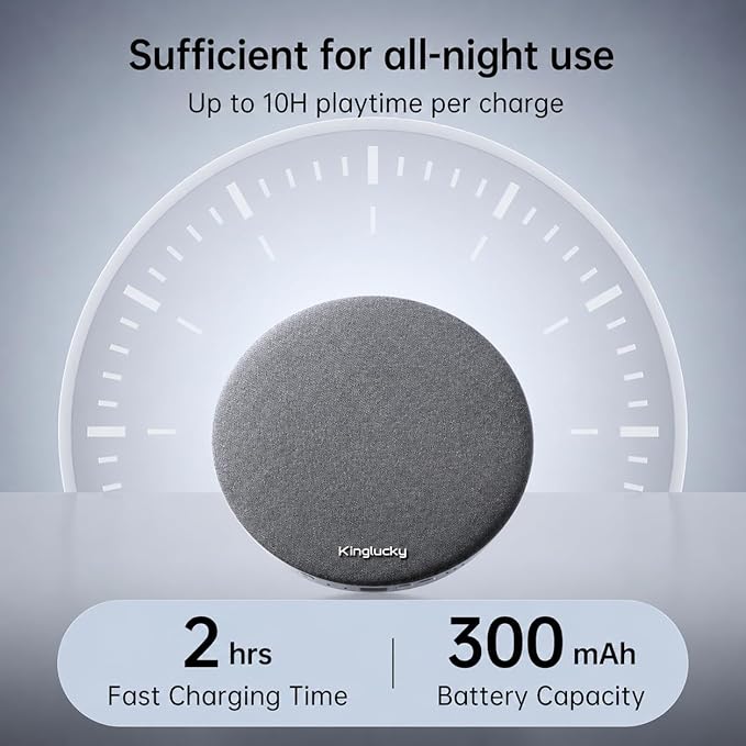Kinglucky Pillow Speaker for Sleeping, Ultra-Thin Bluetooth 6.0 Under Pillow White Noise Sound Machine for Side Sleepers, Auto Shut-Off, Rechargeable, Travel Portable, Black Grey