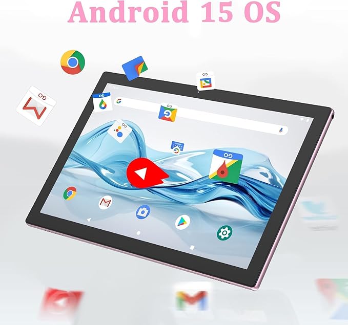 COOPERS Tablet Android 15, 10 inch Tablet 12GB RAM+64GB ROM Max 1TB, 1.8Ghz Quad-core Processor, 5G WiFi6, 6000mAh Battery Dual Camera, 2 in 1 Tablets with Keyboard Case Mouse Stylus, Widevine L1 Pink