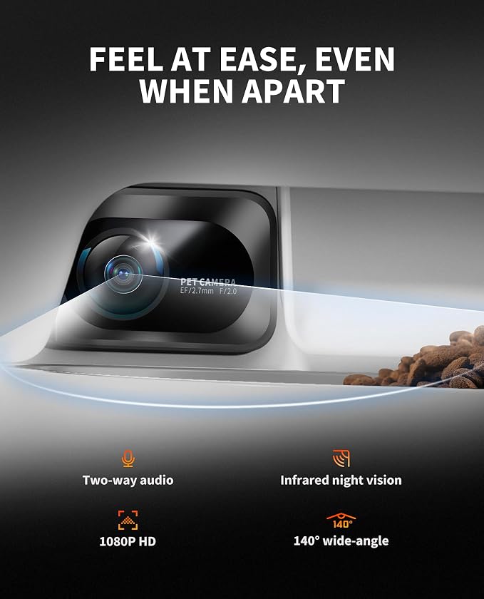 PETKIT YumShare Dual Hopper Automatic Pet Feeder for Cats and Dogs, 1080P Camera Smart Cat Dog Feeder with Night Vison and 2-Way Audio, 1.85L Wireless Pump Cat Water Fountain