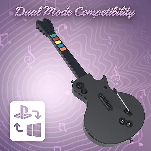 Hyperkin - Hyper Jammer - Wireless Guitar Controller for PS3 & PC, Compatible with Guitar Hero, Rock Band & Clone Hero - Black