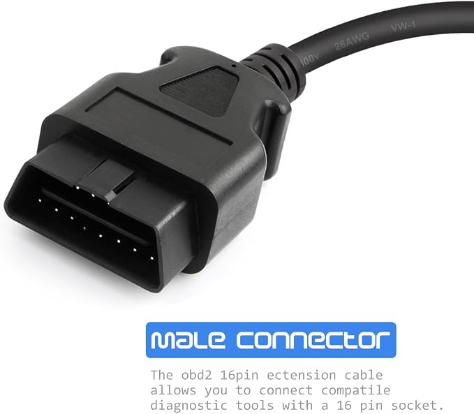 FOXWELL Code Reader NT614 Elite OBD2 Scanner and FOXWELL OBD2 OBD II 16Pin Male to Female Diagnostic Extension Convert Cable