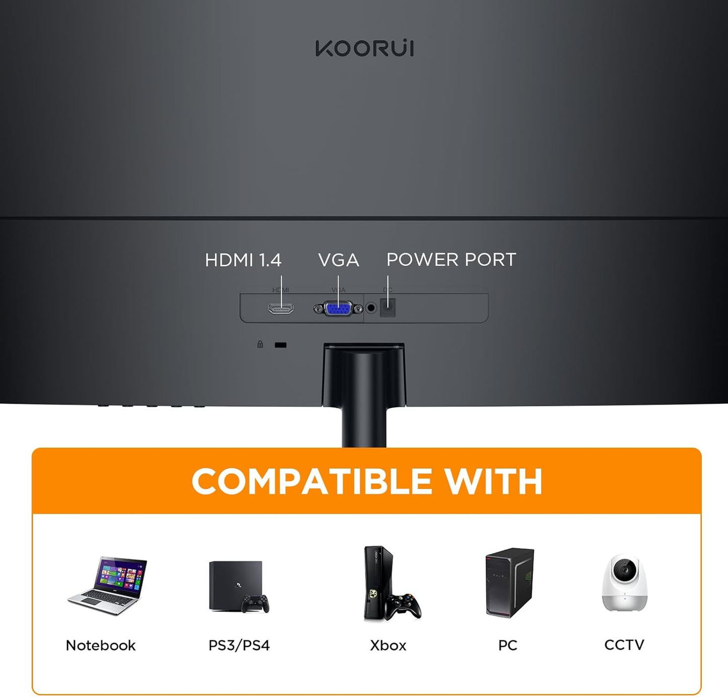 KOORUI 24 inch Curved Monitor, Full HD 1080P Curved Computer Monitor, 100Hz 1500R PC Screen, HDMI VGA, Tilt Adjustment, LCD Display, Eye Care, Black 24N5CA