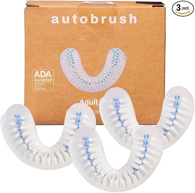 Autobrush Double Sided Brush Head Replacement with Nylon bristles, Adults (Regular, Pack of 3)