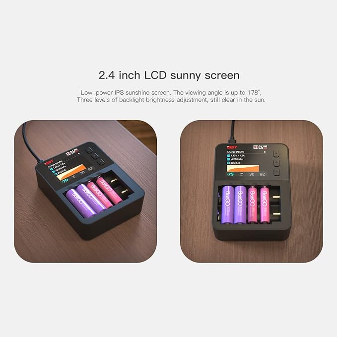 ISDT C4 EVO Fast Battery Charger 6-Bay AA AAA 18650 21700 Smart Battery Analyzer Tester for 1.5v Li-ion 1.2v Ni-MH Ni-Cd NiZN Rechargeable Batteries with Discharge Refresh 36W USB-C Input