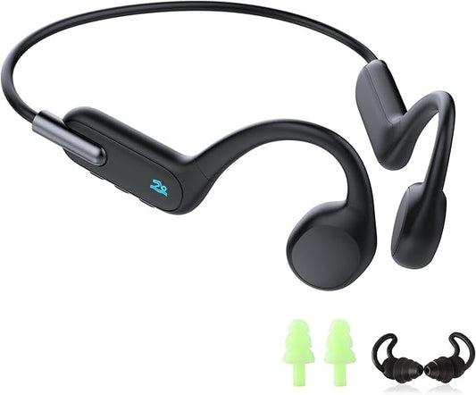 HIFI WALKER Bone Conduction Swimming Headphones Bluetooth 5.3, IPX8 Waterproof Open Ear Headphones with Built-in 32GB MP3 Player, Lightweight Sports Headphones for Swimming Running Cycling