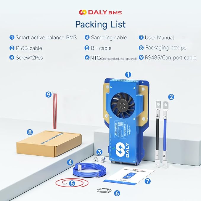 DALY Smart Active Balance BMS 250A 24V-60V 8S-17S Built-in Bluetooth with RS485 CAN PCB Battery Protection Board for Li-ion LifePO4 LTO Battery Pack