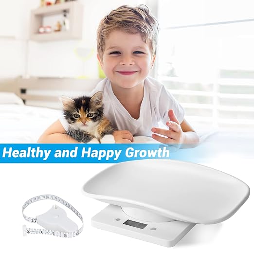 Digital Pet Scale with Tape Measure, Small Animal Scale with LCD Display, Multifunction Kitchen Food Scale, Electronic Puppy Weight Tracking Scale for Kitten, Hamster, Hedgehog, Reptile, Newborn Pet