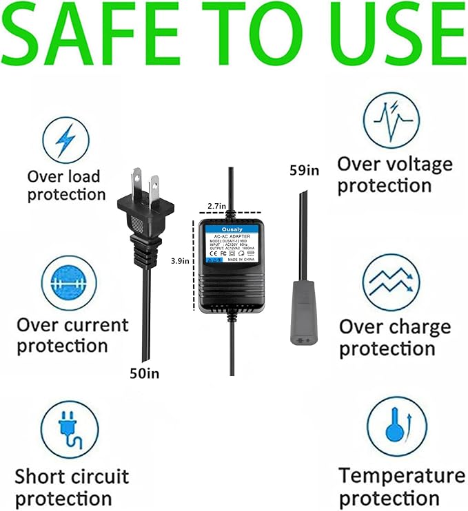 12VAC 2-Prong AC Power Adapter for IKEA Modul APC481848 ABN481803 AEN 542231 AEN542231,for IKEA Light Lamp Finecom AD-1200850AU-1 YD-10C 12VAC 834mA 850mA Transformer Power Supply Charger
