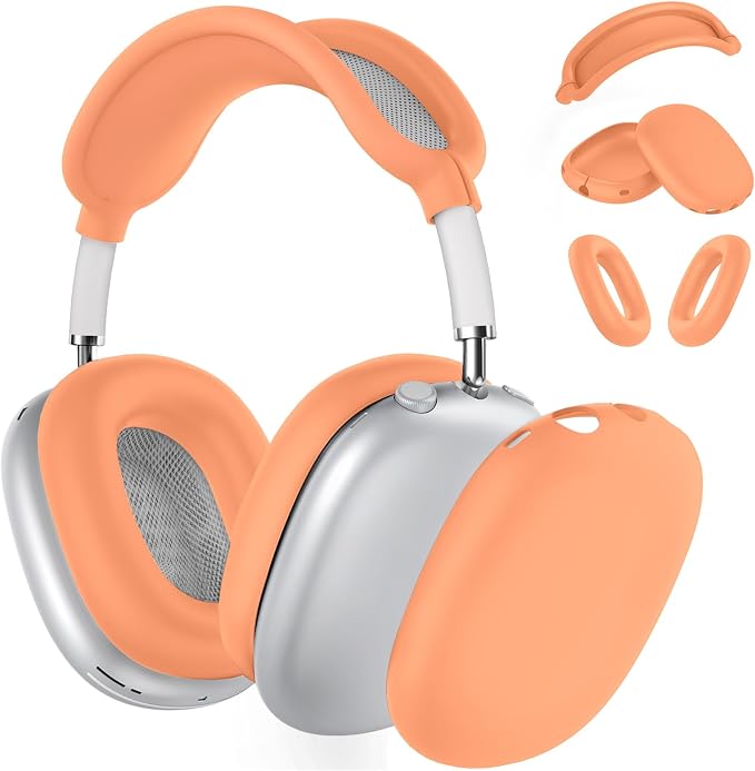 Silicone Case Cover for AirPods Max Headphones,Ear Pad Case Cover/Ear Cups Cover/Headband Cover for AirPods Max 2/1 (2026/2024/2020)(USB-C/Lightning),Silicone Accessories for Apple AirPod Max 2,Salmon